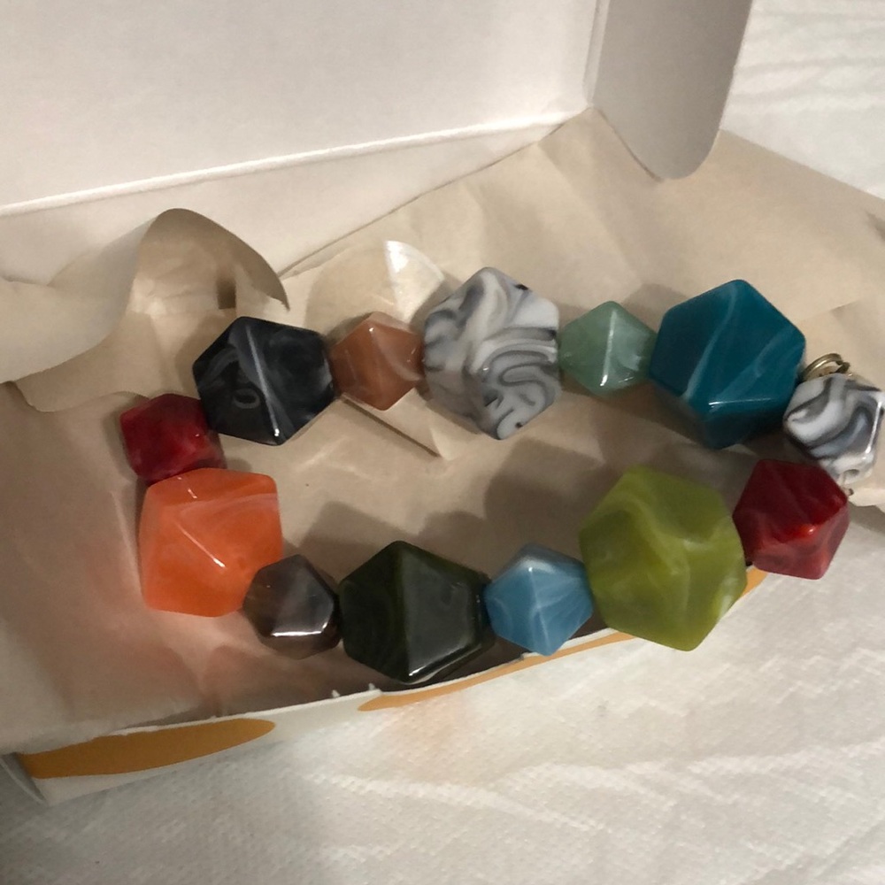 Plunder Geometric Beaded Stretch Bracelet NIB